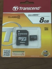 Transcend 8GB microSD Cards with SD Adapter - New