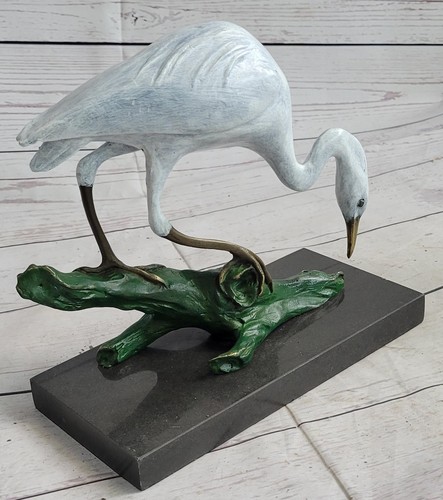 Bronze Metal Stork Egret Crane Heron Statue Figurine Sculpture Original Milo Art - Picture 5 of 10