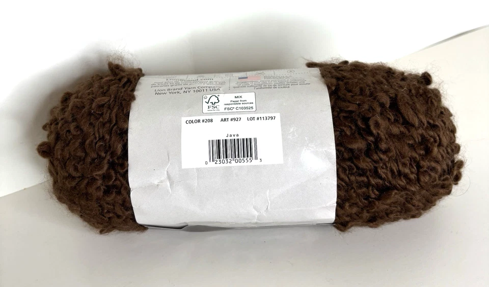 Lion Brand New Silky Twist Yarn Java #927-208 One 5 oz. Skein Super Bulky Brown - Image 3 of 4