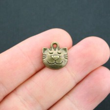 10 Cat Charms Antique Bronze Tone Kitty Cat Charm - BC709
