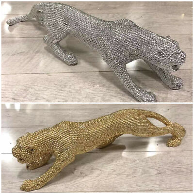 Italienischer Luxus Gepard Ornament GOLD SILBER Tiger Roma Tier Figur Leopard