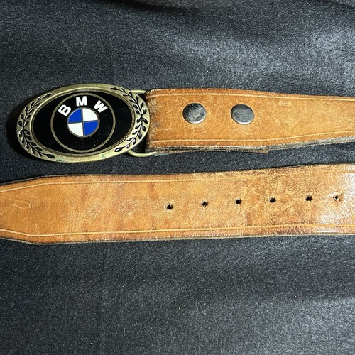 1981 BMW Enameled Solid Brass Heritage Buckles Thick Tan Leather Belt 28” - Picture 5 of 12