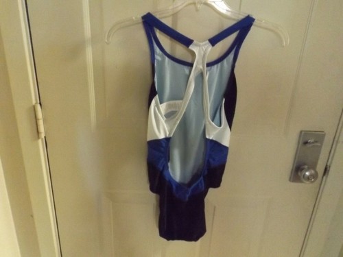 Nike Girl’s Size 28 / Girl 12 Swimsuit One Piece Racer Back Black/Blue/White - Picture 5 of 12
