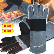 Welding Protective Gloves BBQ Grill Oven Mitts Leather Fireproof Heat Resistant