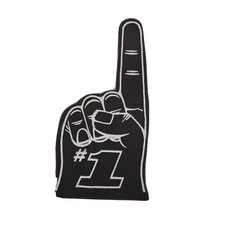  1 Foam Finger hand , 18 " black white  for game Day team made in Usa handware