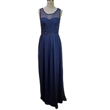 David's Bridal Navy Beaded Cocktail Maxi Dress Size 10