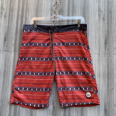 Katin Board Shorts Aztec Red Geometric Men's Size 32 Surf Trunks