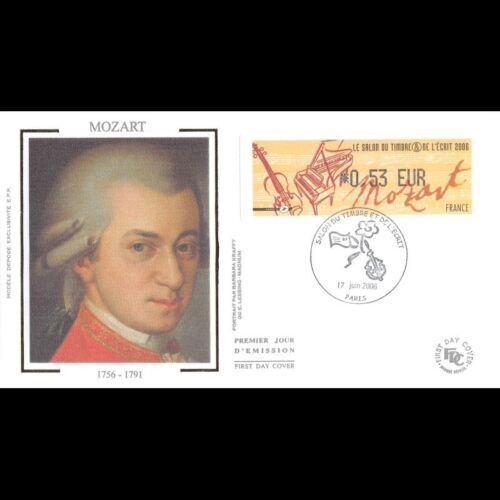 FDC soie LISA - Salon du timbre et de l'écrit (Mozart) - 17/6/2006 Paris - Photo 1/2