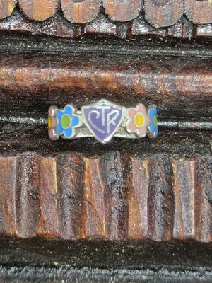   Vtg Choose the Right CTR  Ring Masters Sterling Silver Enamel Flowers Sz 5.25