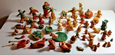 Handmade Folk Art Clay Glazed Primitive Figurines - Various 63 Pieces