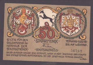 Tettnang Stadtgemeinde; 50 Pfg. vom 1.12.1918