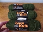 Lot 3 Vtg skeins LOVE KNIT 4 Ply worsted weight yarn-100% acrylic-Olive Green — photo 1