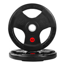 3-Grip Olympic Rubber Weight Plates, 2.5LB 45LB, Black with Red Label, Pair or 4