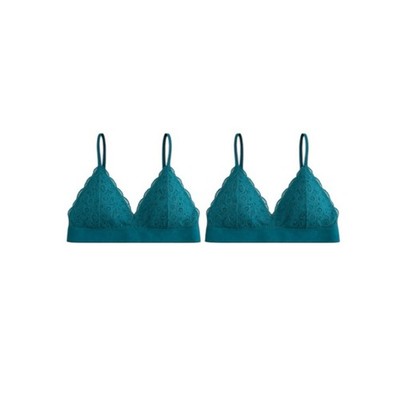 NWT Colsie Women's BUNDLE OF 2 Teal Lace Bralettes No Padding No Wire Stretch
