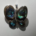 Vintage Sterling  Abalone Butterfly Pendant Pin Brooch 