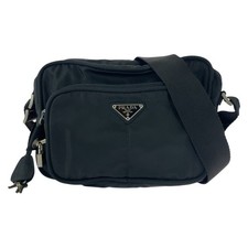 Prada Nylon Tessuto Triangle Logo Crossbody Women Black One Size