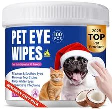 Dog Eye Wipes, Tear Stain Remover for All Dogs  Cats – Hypoallergenic  Deodor...