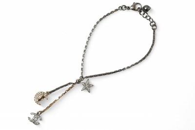 Chanel Available Armreif Kette Armband Cc Coco Stern Mond Silber 17B r39_0425