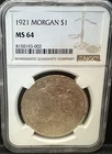 1921 Morgan Silver Dollar NGC MS-64