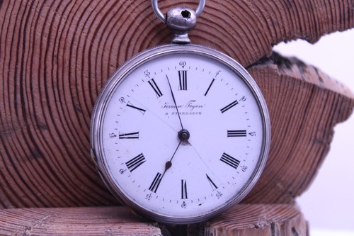 A STAEBROECK JEROME FEYEN MEN'S FINE SILVER POCKET WATCH 46.5mm FOR REPAIR (IX) - Afbeelding 2 van 7