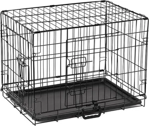 Dog Crate Medium Size Pet Training Cage with 2 Doors (Front & Side)Folding Metal