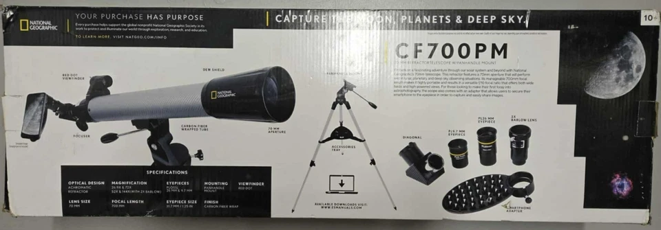 Telescope 70mm Refractor Panhandle Mount | Smartphone Adapter | CF700PM NEW - Image 3 of 4