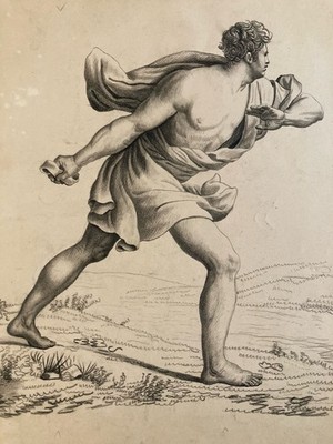 Sehr Schön Zeichnung Bleistift Porträt Warrior XIX Zum Identifizieren Art Roma