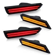  Smoked Lens LED Side Marker Lights Compatible for Chevy Camaro Amber & Red