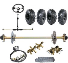29" Go Kart Rear Axle Kit Brake 6" Wheels Front Steering Racing ATV Drift Trike
