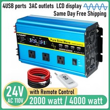 2000W 4000W 3AC 4USB Power Inverter 24V-110V Pure Sine Wave Remote Control Boat