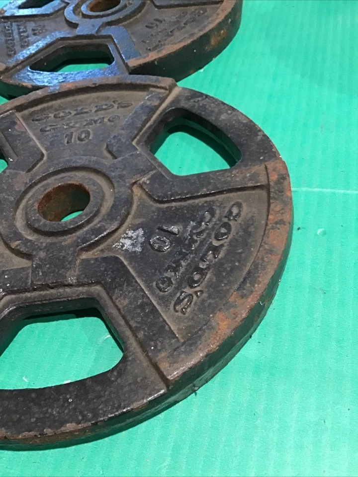 Lote de 2 placas de barra Gold's Gym padrão 10 lb placa de aderência de peso 1" - Imagem 3 de 4