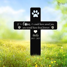 Personalized Pet Memorial Cross Custom Dog Cat Grave Marker Pet Loss Dog Memoria