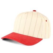 Two Tone Vintage Canvas Snapback Hats Pinstripe - Red/Beige
