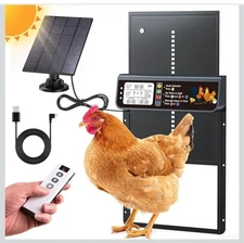 Automatic Chicken Coop Door Solar Powered, LCD Display Automatic Chicken Door...
