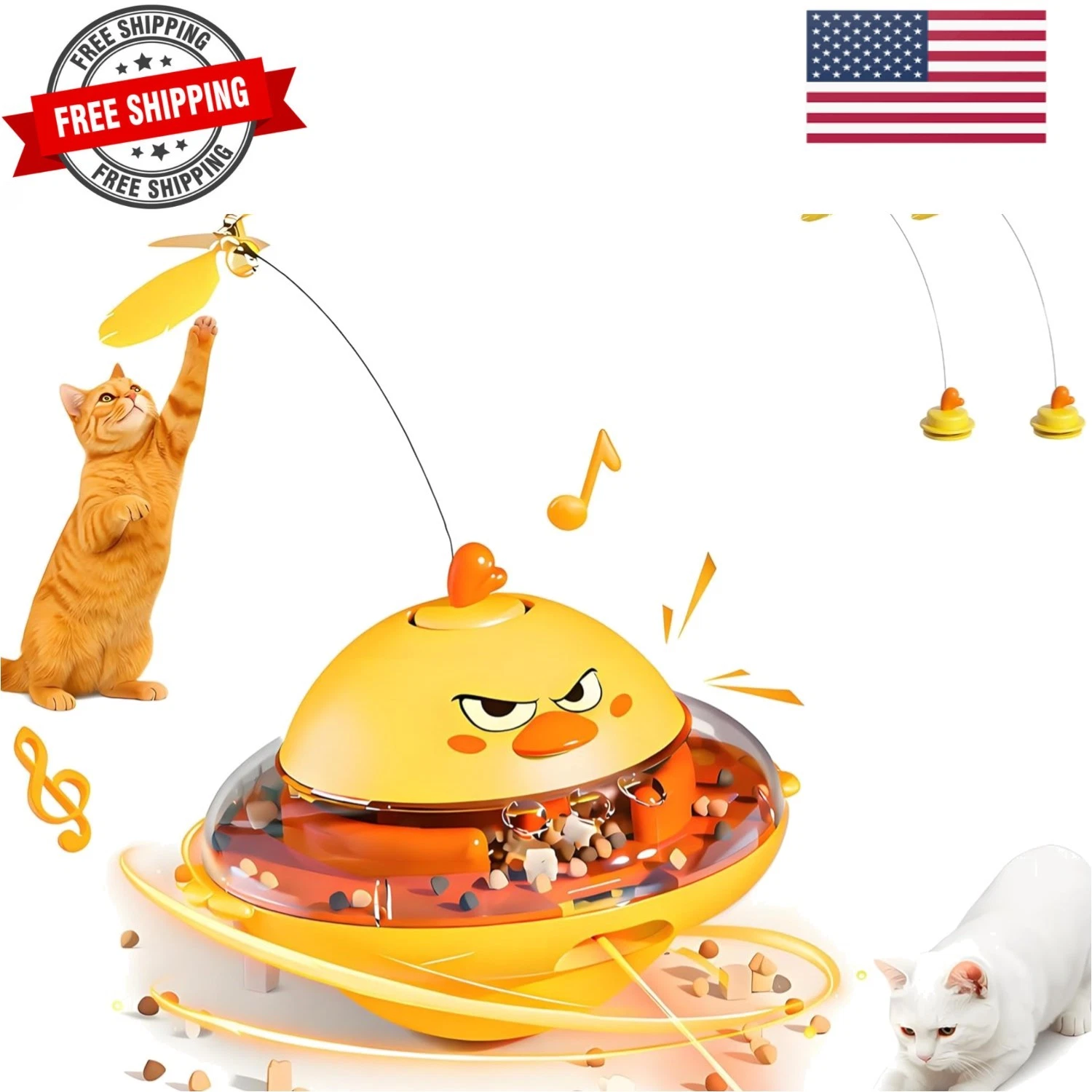 4-in-1 Automatic Cat Toy Gift for Cat Owners, Interactive Laser & Feather Tea...