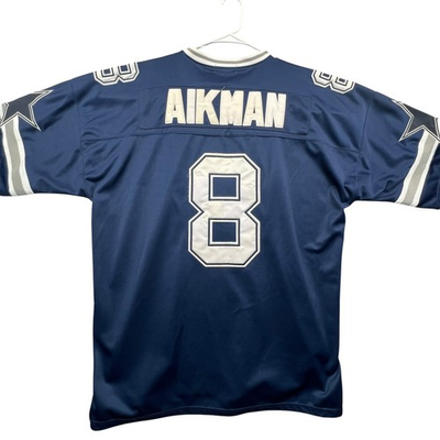 #ad Mitchell amp; Ness Jersey Mens 54 Blue Troy Aikman Dallas Cowboys Throwback NFL #8 $79.99
