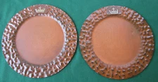 2 Jan Barboglio Rustic Iron Metal Double Hammered 14" Charger Plates~Crown