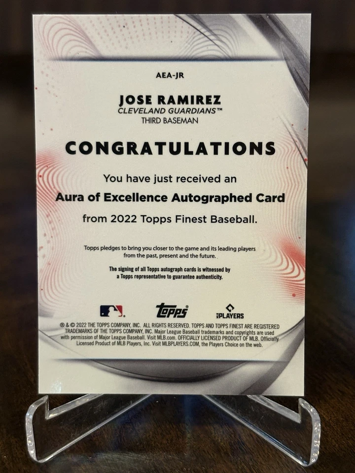 2022 Topps Finest Jose Ramirez Aura Of Excellence Auto /50 #AEA-JR Guardians - Image 2 of 2