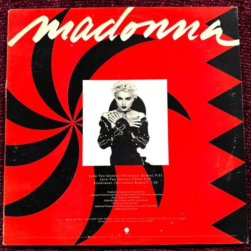MADONNA INTO THE GROOVE 12" PROMO RECORD EXTENDED CLUB & DUB CUSTOM SLEEVE 1987