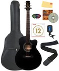 Jasmine S34C NEX Orchestra-Style Cutaway Acoustic Guitar - Black w/ Gig Bag