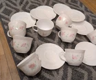 Vintage Arcopal Froralies  Set Of 8 Cups And 8 Saucers Pink Flowers