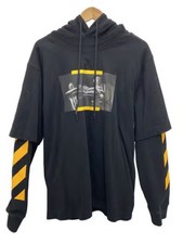 OFF-WHITE/CARAVAGGIO ARROW DOUBLESLEEVE/hoodie/L/BLK/OMBB087F21FLE006
