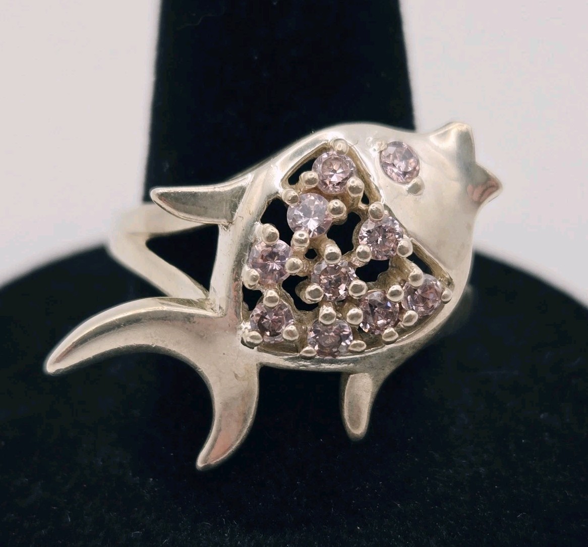 Sterling Silver Fish Shaped Statement Ring w/ Pin… - image 2