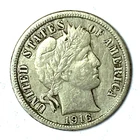 1916 10c Barber Silver Ten Cents Dime US Philadelphia