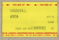 Vauxhall 12 - UTS London Underground ticket - London SW8 - Victoria Line