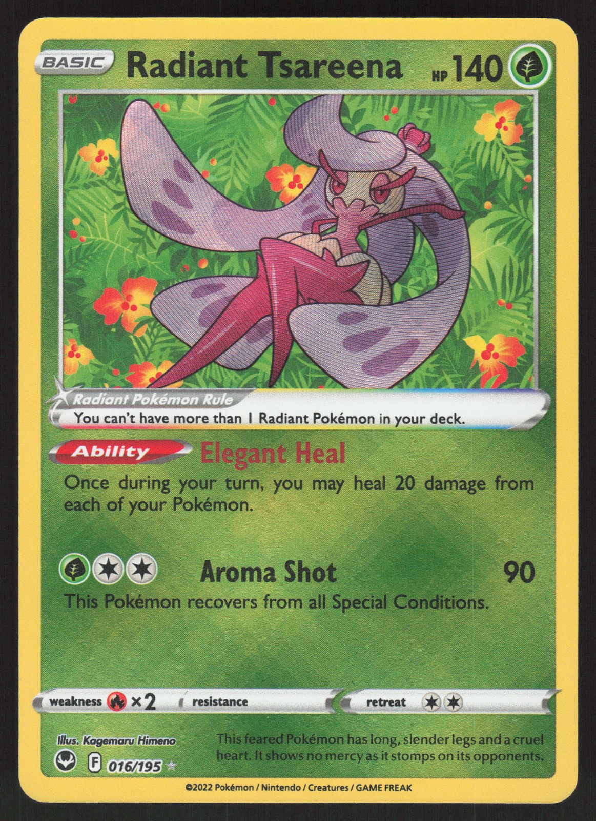 Radiant Tsareena 016/195 Pokemon TCG Silver Tempest NM