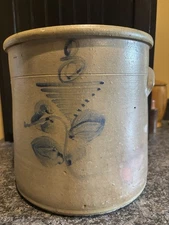 Antique Stoneware 3 Gallon Blue Cobalt Decorated Salt Glazed Crock