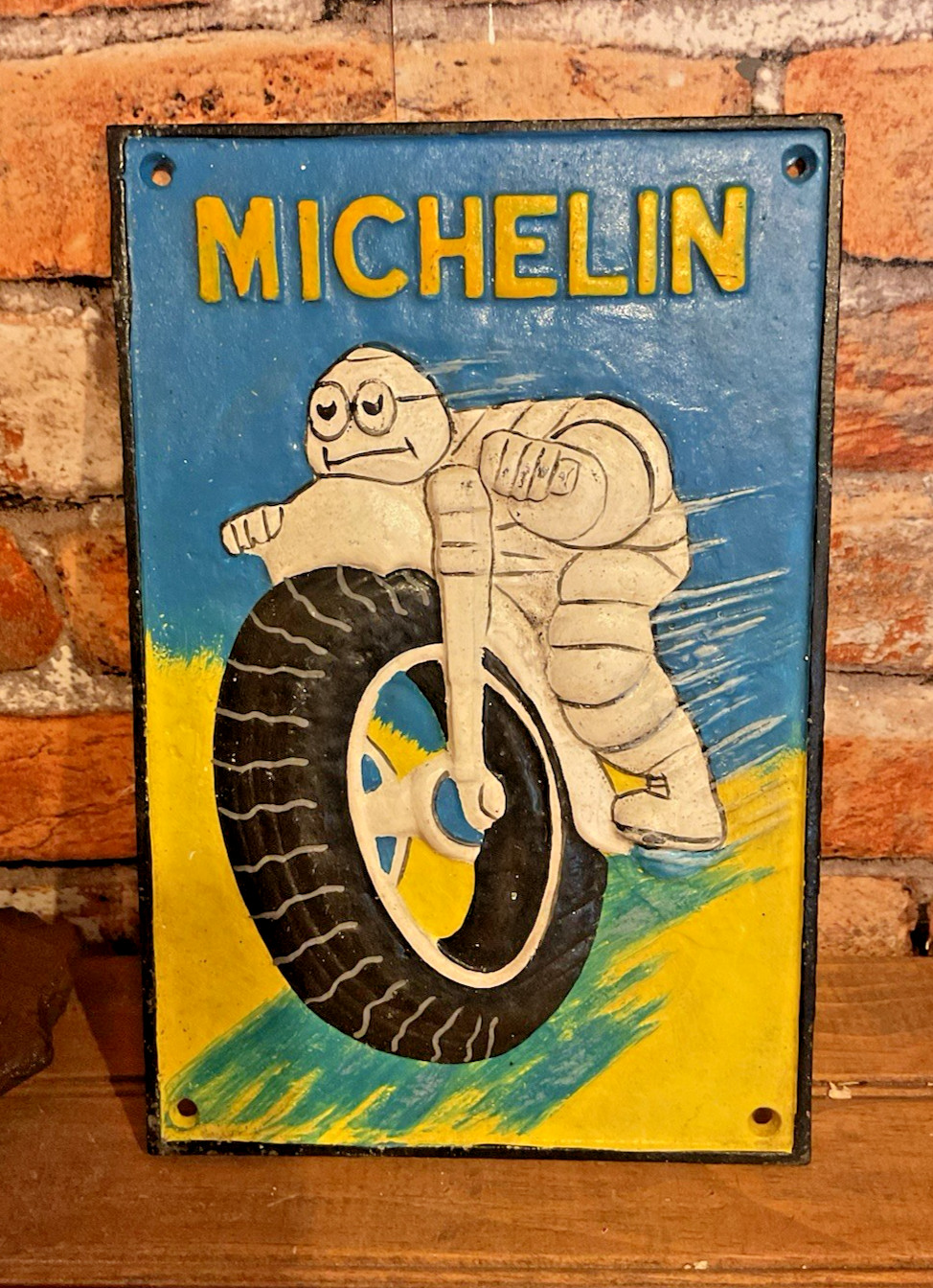 12"x8" Heavy Cast Iron Rustic Style Michelin Man /Tire Sign...Ships Free