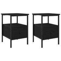 Nachttisch 2Er Set Schwarz Eichen-Optik 34X36X50 Cm