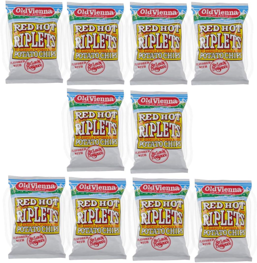 Red Riplets Old Vienna of St. Louis Snacks (Red Hot Riplets Hot Barbecue, 1 Oz 10 ...